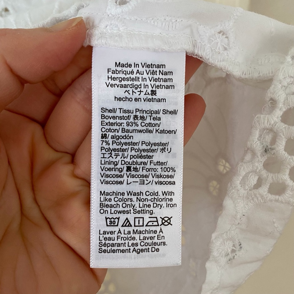 $128 NWOT J.Crew Fleur Ruffle Mock Neck White Eyelet Sleeveless Top Blouse XL - Picture 11 of 11